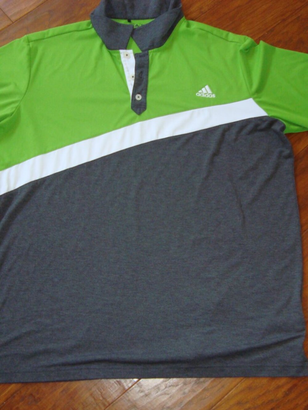 Adidas Golf Mens sz 2XL Climalite Polo Shirt Lime Green Grey White